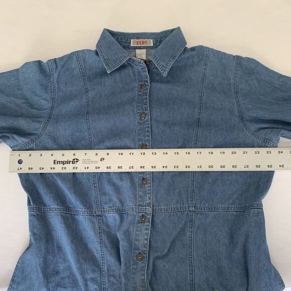 Vintage FADS Denim Maxi Shirt Dress 16W Button Up Western Boho Country Cottage - Picture 10 of 13